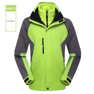 Veste de randonnée unisexe imperméable coupe-vent d'hiver deux pièces trois en un imperméable fermeture à glissière logo imprimé - Product Image 2