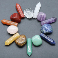 Ensemble de 7 colonnes hexagonales Chakra en pierres naturelles colorées, coffret cadeau, kit de guérison par les cristaux, thème mode, vente en gros