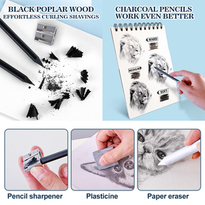 Macaron 12PCS cao cấp Graphite bút chì chì đen Poplar gỗ phác thảo Vẽ Bút Chì với hộp PVC và mài bút chì tẩy - Product Image 5
