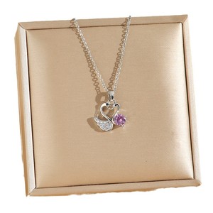 Collana con Ciondolo a Forma di Cigno con Diamanti Rosa, Elegante e Delicata, in Acciaio Inossidabile, Vendita all'Ingrosso - Product Image 4