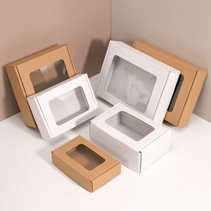 Custom Logo <b>Black</b> Kraft Corrugated Mailer <b>Box</b> with Clear PVC Window Eco-friendly Shipping Gift Packaging One-stop Solution - Product Image 5