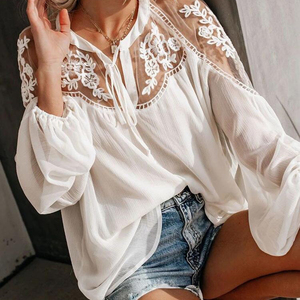 Wholesale New Arrival Oem Custom Women Plain Summer Cotton Print <strong>Cup</strong> Shirt Boxy Fit Blank Women's <strong>Blouses</strong> - Product Image 3