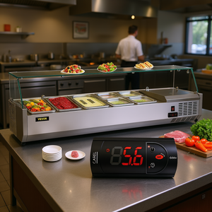 Estación de preparación de condimentos Vevor de 55 pulgadas y 13.8Qt, equipo de refrigeración comercial con bandejas de 3 1/3 y 4 1/6 para barra de ensaladas - Product Image 2