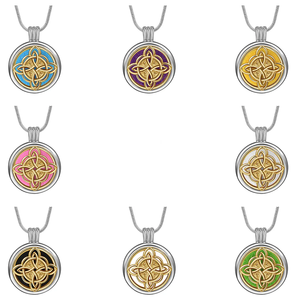 Merryshine Handcraft Silver Plated Copper Locket Necklace Aromatherapy Diffuser Celtic Knot Pendant Necklaces