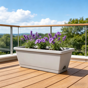 Long Rectangular <strong>Plastic</strong> <strong>Trough</strong> <strong>Planter</strong> with Drainage Hole Eco-Friendly Outdoor Vegetable Herb Plant Pot for Rooftop Gardening - Product Image 1