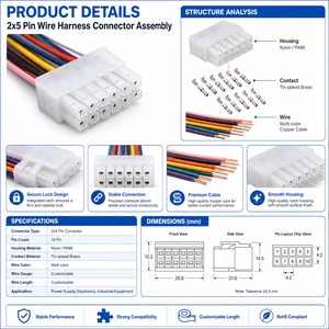 Câble connecteur Molex Mini-Fit Jr 12 broches, faisceau de câbles double rangée, sur mesure, fabricant ATX OEM ODM - Product Image 3