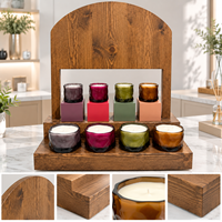 Support de présentation de bougies en bois de luxe pour comptoir, avec logo sérigraphié, personnalisé pour les boutiques de détail, les magasins de cosmétiques et les présentoirs de marchandises