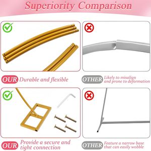 Mô Hình Mới 2025 Sang Trọng Kim Loại Vàng Đám Cưới Hoa Bóng Tròn Mở Vòm Backdrop Hiển Thị Đứng Khung Đảng Trang Trí - Product Image 4