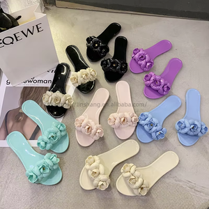 2026 Summer Breathable PVC Women's Jelly Crystal Sandals Flat Beach Designer Ladies Sandals Flower Luxury <b>Slippers</b> Ladies - Product Image 1