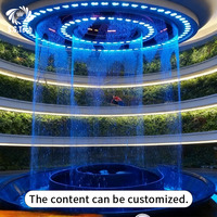 Écran de cascade d'eau numérique LED en acier inoxydable, affichage interactif, fontaine commerciale avec installation intérieure 110-230V