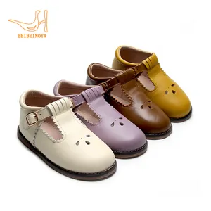 Babyhappy Custom Design Kids Infants Toddler Genuine Leather Dress Shoes T Bar Petals Baby Girl Mary Jane Shoes