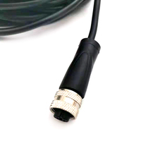 공장 도매 M12 5 핀 암 커넥터, PVC PUR 케이블 검정 10 미터 길이 M12 5 핀 케이블 산업 자동화에 사용