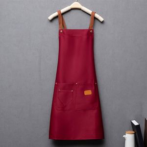 Venta al por mayor Mujeres Hombres Camarera, Barista Delantal Impresión personalizada 100% Algodón Chef Delantales Cocina Delantales/ - Product Image 2