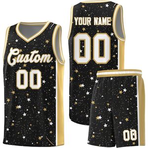 Maillot de basket-ball personnalisé, nom et numéro personnalisés, uniforme d'entraînement respirant unisexe pour adultes, col en V, 320g - Product Image 1