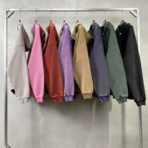 사용자 정의 하이 퀄리티 스트리트웨어 후디 빈 집업 빈티지 더블 레이어 산성 워시 태양 퇴색 고민 포켓 후드 - Product Image 3