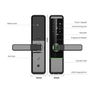 Argent 6085 5050 mortaise serrure de porte intelligente déverrouiller à distance téléphone contrôle résister haute basse température empreinte digitale poignée serrure de porte