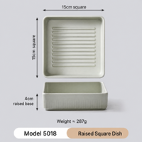Assiette rectangulaire moderne en mélamine avec pied surélevé, gris mat, incassable, qualité alimentaire, pour buffet et fête