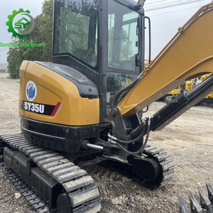 Mini-excavatrice hydraulique sur chenilles d'occasion SY35U modèle 2022, moteur PLC, boîte de vitesses, pompe, roulement, garantie 12 mois - Product Image 4
