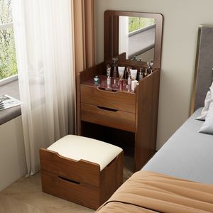 Modern basit Mini makyaj <span class=keywords><strong>Vanity</strong></span> küçük daire soyunma tablo ile entegre başucu depolama dolabı küçük yatak odası için