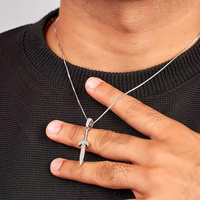 Collier Épée Glacée en Argent Sterling 925 Plaqué Or/Argent avec Moissanite VVS1, Pendentif Épée Viking Givrée, Bijou Hip Hop, Cadeau