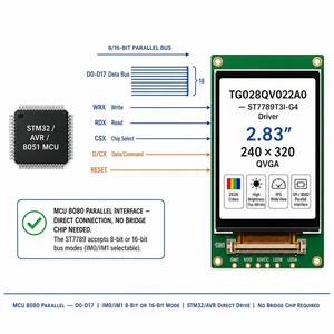 Écran LCD TFT IPS TMK 2,8 pouces avec rétroéclairage LED, 240x320 QVGA, 400 nits, interface MCU 8080, ST7789, affichage <span class=keywords><strong>noir</strong></span> normal pour appareil embarqué - Product Image 2