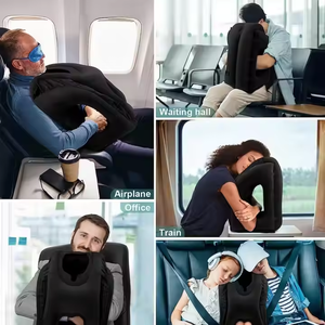 Aufblasbares Reise kissen Flugzeug-Nacken kissen Unterstützt bequem den Kopf und das Kinn des Zuges, die einen Nickerchen-Tisch nehmen - Product Image 6