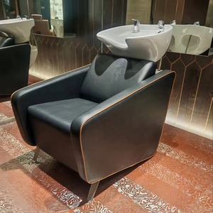 Fauteuil de lavage moderne en cuir PU avec bac en céramique, design contemporain, facile à nettoyer, mobilier de salon, usage commercial - Product Image 5