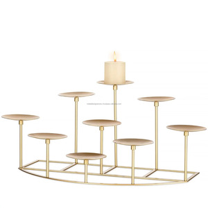 Black & Gold 9 bougeoirs candélabres Ins Style fer pilier support pour décor de cheminée et centre de table avec pot de bougie en or - Product Image 2