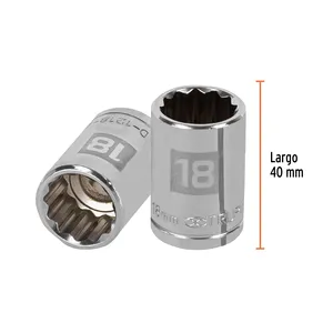 Truper 18mm Snacking Dado 12 Puntas rigida lucida laminazione 1/2 'cuadro 6 Unidades Con 18mm Dado materiali riciclati per i regali - Product Image 3