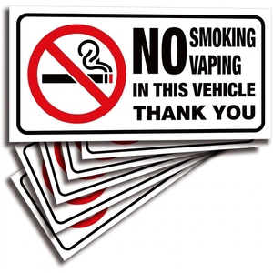 Pegatina de Vinilo Resistente a la Intemperie con Advertencia de No Fumar para Vehículos, Etiqueta de Seguridad Interior para Taxi, Autobús o Coche, con Diseño de Texto y Tamaño Personalizados - Product Image 1