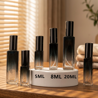 Flacon pulvérisateur en verre carré dégradé de 5 ml, 8 ml, 20 ml avec pulvérisateur en aluminium avancé, flacon vide pour parfum