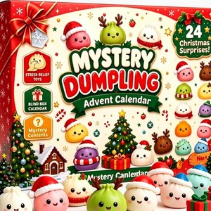 OEM ขายส่ง ปฏิทินนับถอยหลังคริสต์มาส 24 วัน ชุดของเล่นบีบตุ๊กตาหมั่นโถวยาง TPR กันน้ำ ของขวัญวันหยุด - Product Image 1