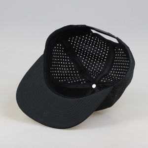 Cappellino Snapback nero caldo con foro tagliato al Laser con Logo ricamato a 7 pannelli personalizzato di alta qualità, <span class=keywords><strong>cappello</strong></span> perforato Gorras piatto Hip Hop - Product Image 2