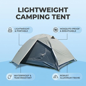 Outdoor Summer Four-Season Double Layer One Bedroom <b>Tent</b> Portable Lightweight Hiking Cycling Climbing Rainproof Windproof - Product Image 2