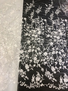 Última flor bordada nupcial boda encaje vestido tela hecha a mano LT20892 - Product Image 2