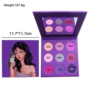 Tùy chỉnh của riêng bạn Thương hiệu cao ánh sáng lung linh Eyeshadow Palette với 9 đầy màu sắc bột chảo cho da tối tone trang điểm mắt