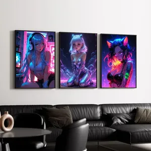 Impression sur toile de fille anime sexy, art mural de style moderne, <span class=keywords><strong>affiche</strong></span> à l'encre imperméable, décoration de chambre coquette, décoration de chambre à coucher féminine, décoration de la maison - Product Image 3