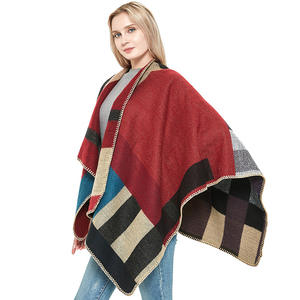Op Maat Gemaakte Logo Winter Vrouwen Poncho Monogram Deken Kasjmier Wol Gepersonaliseerde Sjaal Geruite Poncho 'S Cape - Product Image 3