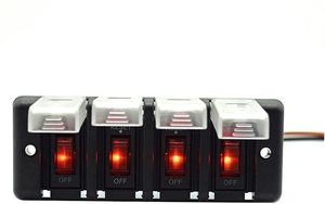 Aksesoris Mobil Otomatis DC 12V Panel Saklar Tuas Tombol 4 Arah dengan Pemutus Sirkuit 16A dan Indikator LED Merah - Product Image 5