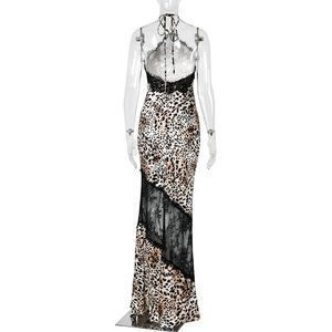Abito <span class=keywords><strong>lungo</strong></span> da donna a sirena con scollo all'americana e pizzo <span class=keywords><strong>leopardato</strong></span> sexy, senza schienale, per feste, Collezione Autunno 2026 - Product Image 6