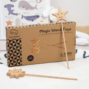 2023 New Arrival Children Wooden Star Magic Stick Princess Fairy Wand Educational Decoration Gift Toys For Girls