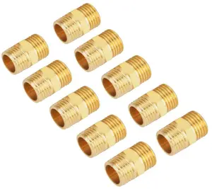 1/4 BSP To 1/4 BSP External Thread Brass Pipe Hex Nipple Fitting Quick Adapter