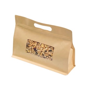 Tas kemasan kertas Kraft coklat kualitas tinggi segel delapan sisi Ziplock untuk makanan ringan anjing susu makanan hewan peliharaan pegangan jeli - Product Image 1
