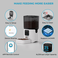 Comedero Inteligente Automático para Perros/Gatos con Control por Aplicación WiFi, Pantalla LCD, Recargable por USB, Capacidad de 6L, Extraíble y Fácil de Limpiar