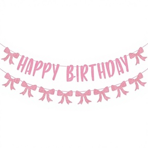 Guirnalda de Papel Rosa con Lazo de Feliz Cumpleaños de 2 Metros, Decoración Desechable para Fiestas de Cumpleaños, Guirnalda Colgante para Baby Shower, Decoración para Niños y Niñas - Product Image 1