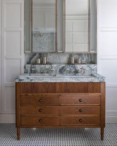 Mobile da <span class=keywords><strong>Bagno</strong></span> Classico in Legno Nero con Doppio <span class=keywords><strong>Lavabo</strong></span> e Specchi, da Terra con <span class=keywords><strong>Piano</strong></span> in Quarzo - Product Image 4