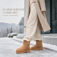 Bottes d'hiver pour femmes, bottes à plateforme en faux daim, semelle de 4,5 cm, fermeture éclair latérale, logo personnalisé, fabrication en usine