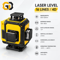Niveau laser 4D GD 16 lignes, faisceau vert, auto-nivelant 360° °   Horizontal Vertical pour la pose de carrelage, de revêtements de sol et de plafonds, Construction OEM