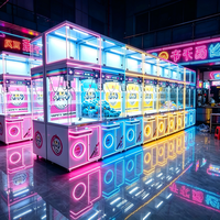 Machine à griffes néon triple articulée CKPARK populaire, grande capacité, paiement par pièces, billets et QR, attrape-poupées, équipement d'arcade 110/220V