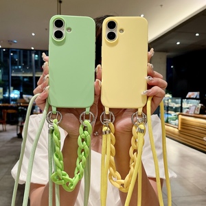 Date antichoc bandoulière corde <span class=keywords><strong>collier</strong></span> bandoulière lanière bonbons Silicone étui de téléphone portable pour <span class=keywords><strong>iPhone</strong></span> 16 Plus 16 Pro Max - Product Image 1